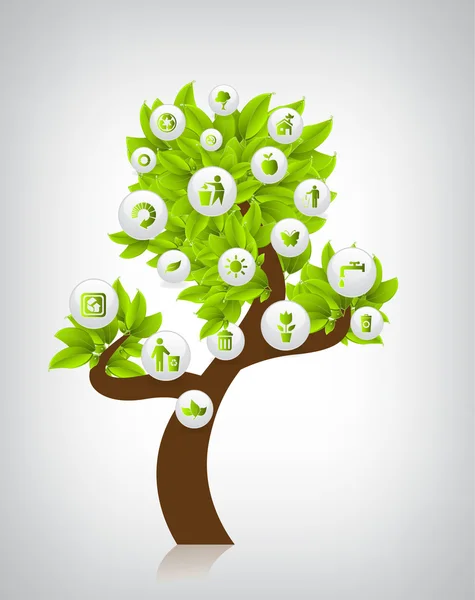 Eco árbol vector ilustración — Vector de stock