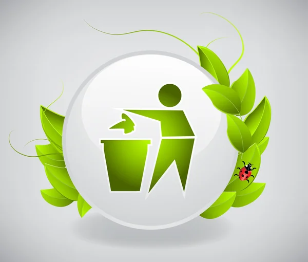 Recycling pictogram met bladeren — Stockvector