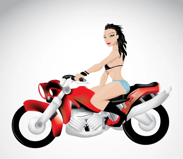 Menina na motocicleta — Vetor de Stock