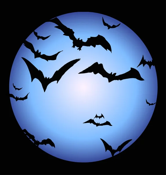 Bats and a full Halloween Moon — Stock Vector