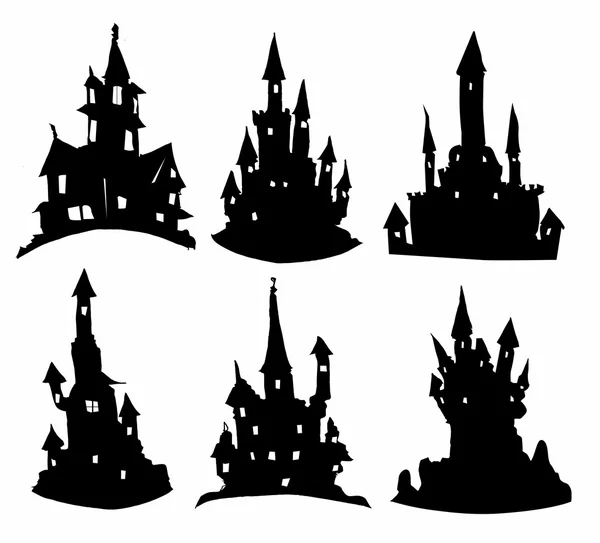 Silhouetten von Burgen — Stockvektor