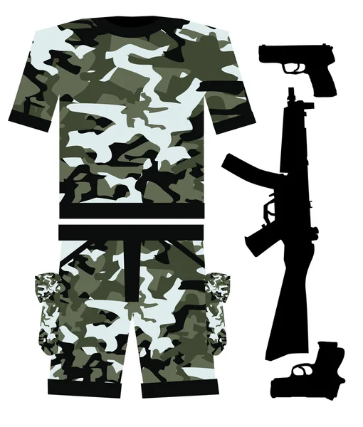 Military Shirt and gun — Stock Vector