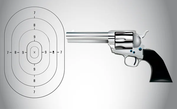 Μια εικονογράφηση φορέας για ένα πυροβόλο όπλο και στόχος — Διανυσματικό Αρχείο