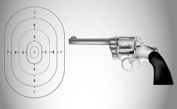 Μια εικονογράφηση φορέας για ένα πυροβόλο όπλο και στόχος — Διανυσματικό Αρχείο