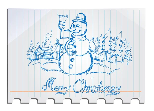 Bonhomme de neige dessiné à la main — Image vectorielle
