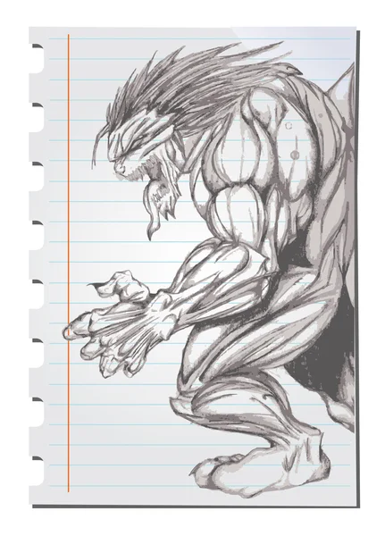 Handgezeichneter Werwolf — Stockvektor