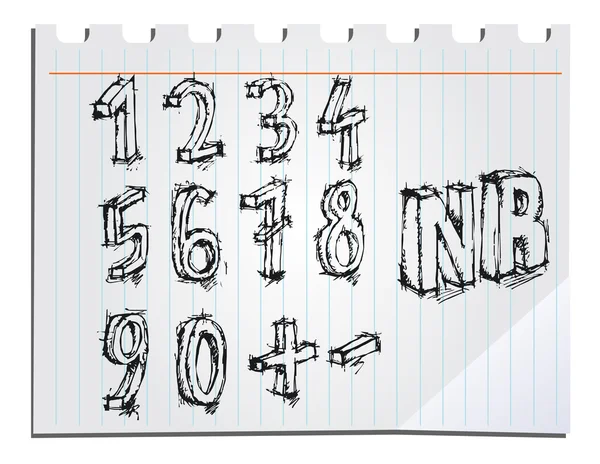 ตัวเลขที่วาดด้วยมือ — ภาพเวกเตอร์สต็อก