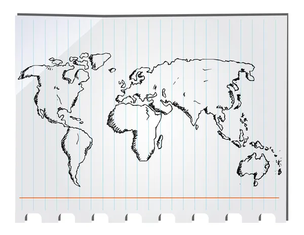 Mapa do mundo desenhado à mão —  Vetores de Stock