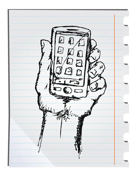 Smartphone dessiné à la main — Image vectorielle