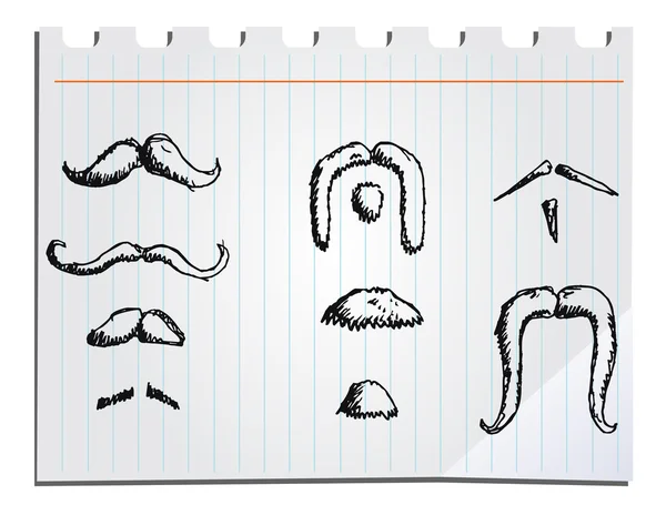 Hand drawn mustaches — Stock Vector