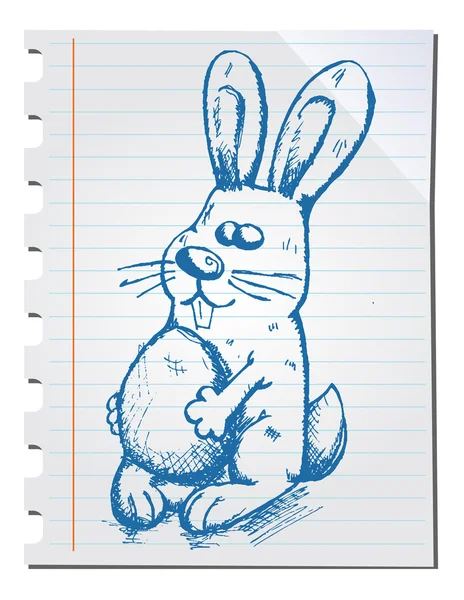 Conejito de Pascua dibujado a mano — Archivo Imágenes Vectoriales
