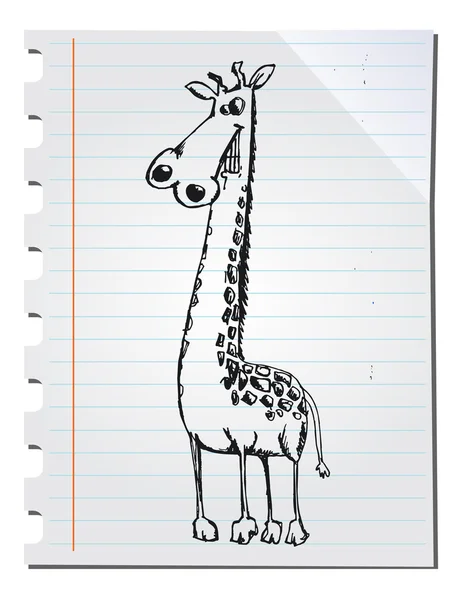 Girafe dessinée à la main — Image vectorielle