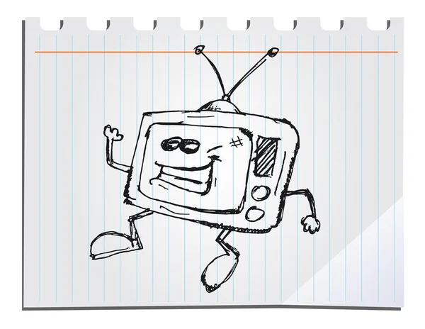 Télévision dessinée à la main — Image vectorielle
