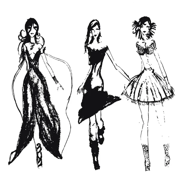 Handgezeichnete Mode-Mädchen — Stockvektor