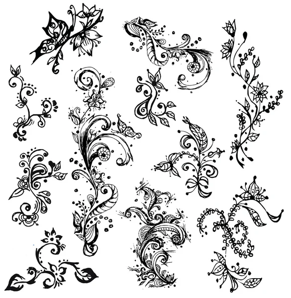 Fond floral dessiné à la main — Image vectorielle