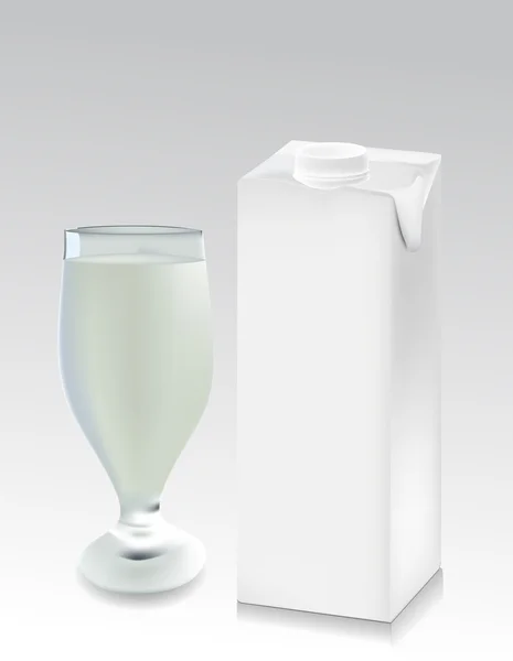 Стакан молока с молочной упаковкой — стоковый вектор