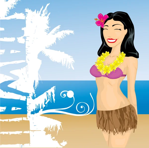 Hawaï fille — Image vectorielle