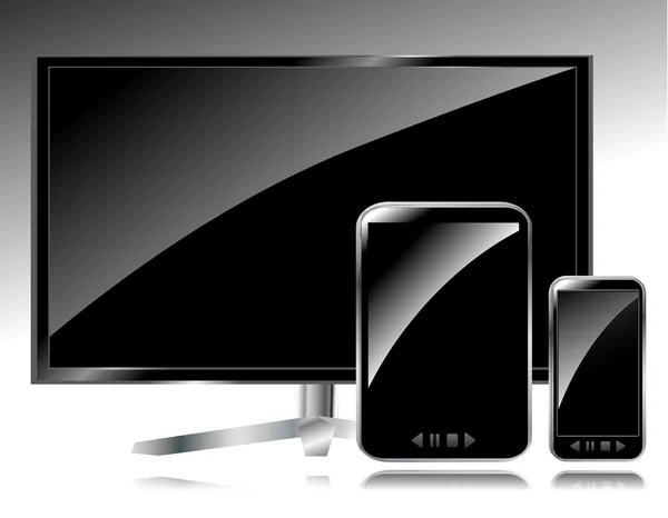 LCD tv, smartphone a tablet pc — Stockový vektor