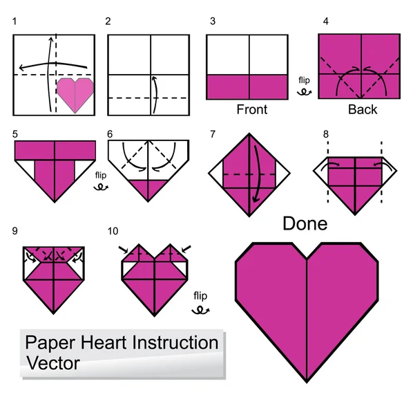 Papír szív instuction Vektor Grafikák