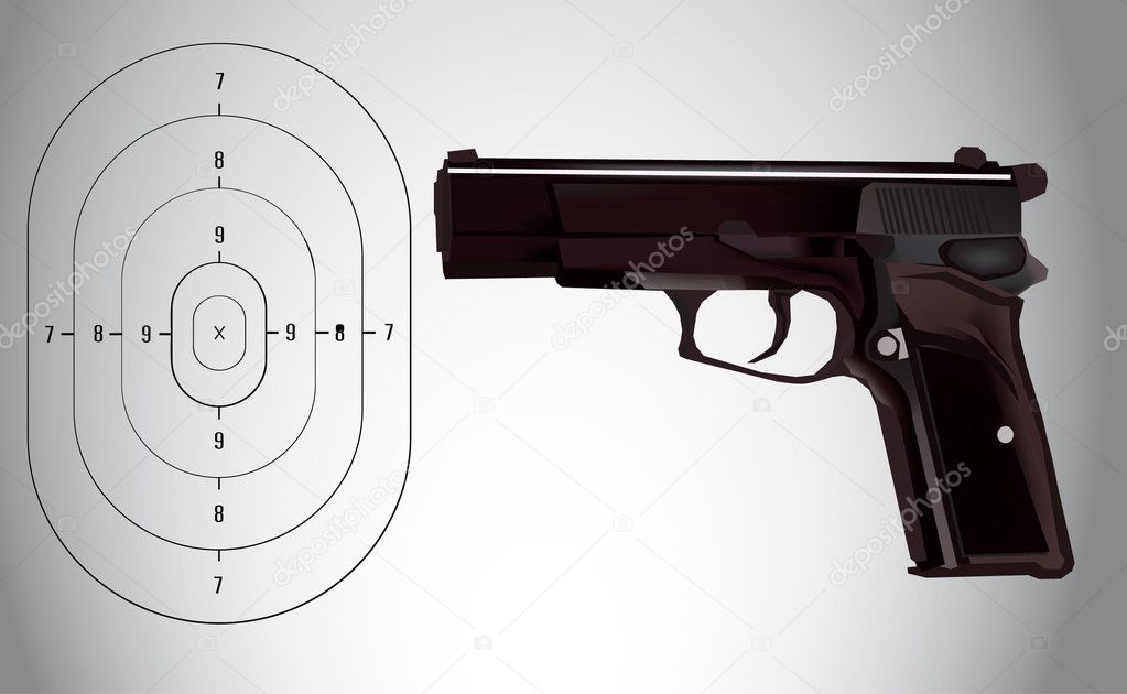 a vector illustration for a gun and a target