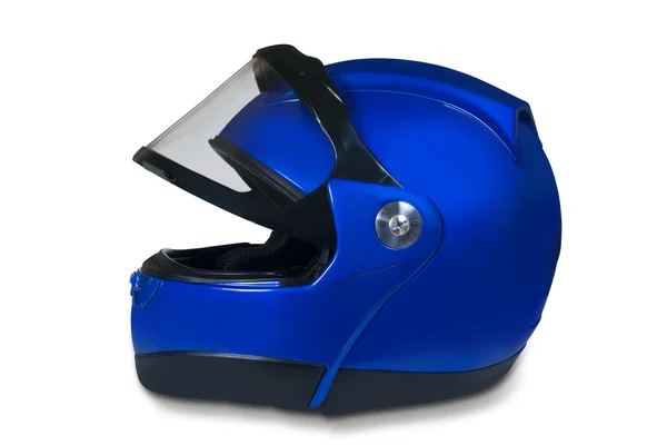 Motorcycle helmet with a raised glass — Stock Photo, Image