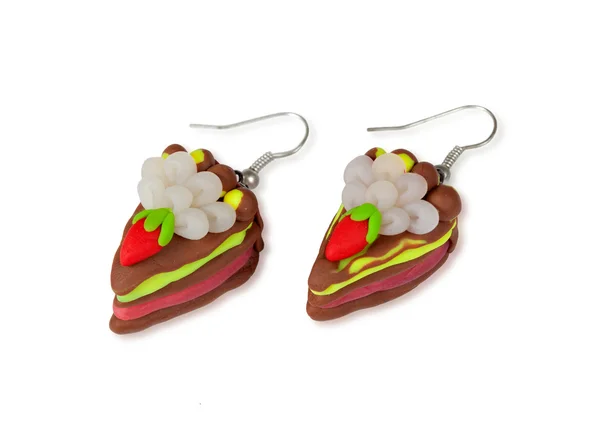 Earrings-cakes of plastic clay — Stock Photo, Image
