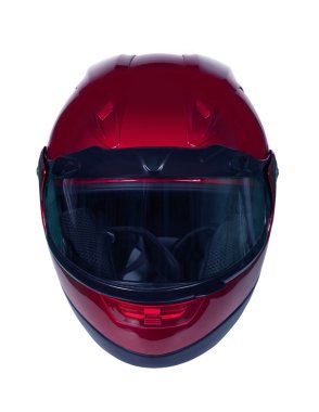 Red motorcycle helmet with blue glass clipart