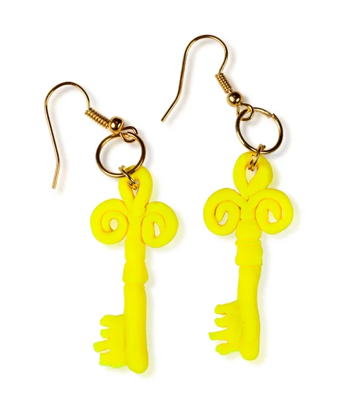 Earrings keys. The product of the plastic clay — Stock Photo, Image
