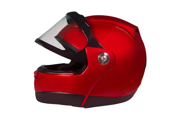 Motorcycle helmet with a raised glass — Stock Photo, Image