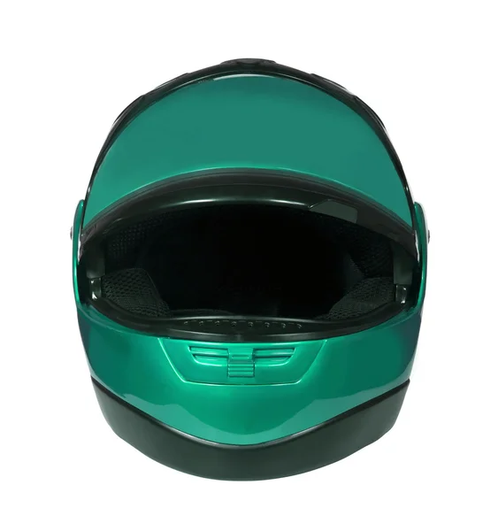 Motocyklové helmě modro zelené — Stock fotografie
