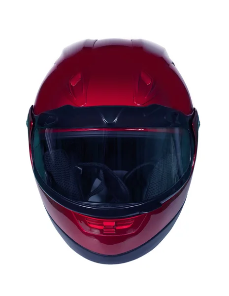 Czerwony motocykl kask z niebieskiego szkła — Zdjęcie stockowe