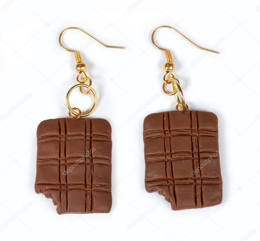 Earrings in the form of chocolates