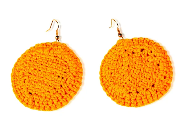 Telinga crochet kuning cerah. handwork — Stok Foto