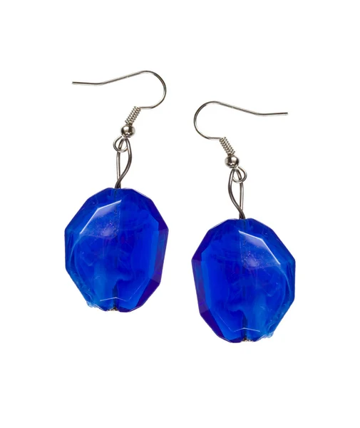 Boucles d'oreilles en verre bleu coupé — Photo