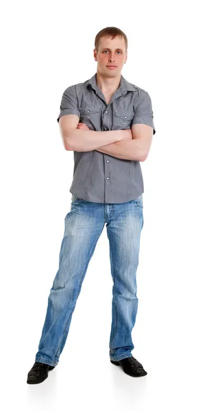Спортивный парень в джинсах — стоковое фото