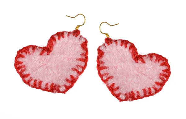 Earrings in the form of the heart. Collage. — Stock Photo, Image