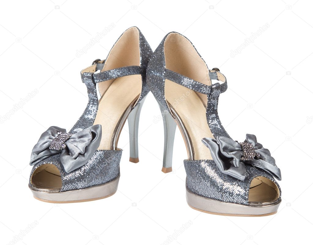 Evening shoes silver high heels
