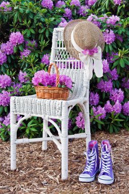 Purple sneakers in garden clipart