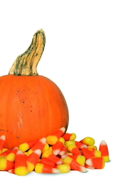 Candy Corn with pumpkin — Stock Photo, Image
