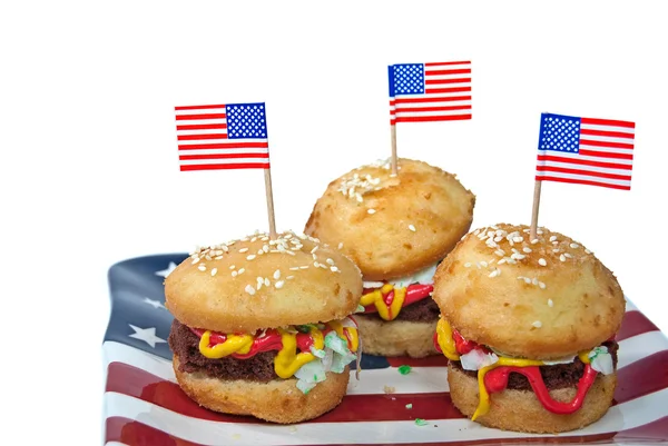 Patriotischer Hamburger-Kuchen — Stockfoto