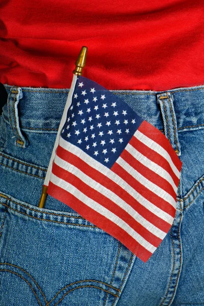 Amerikanska flaggan i jeans — Stockfoto