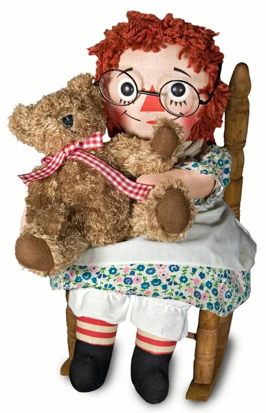 Тряпичная кукла с Тедди — стоковое фото