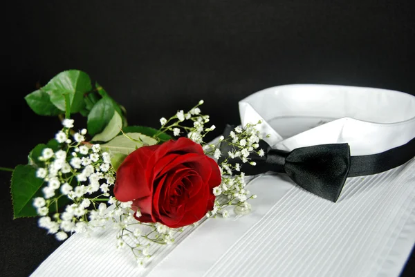 白色礼服衬衫与玫瑰 — 图库照片