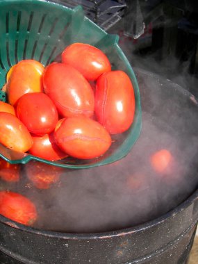 Blanching tomatoes clipart