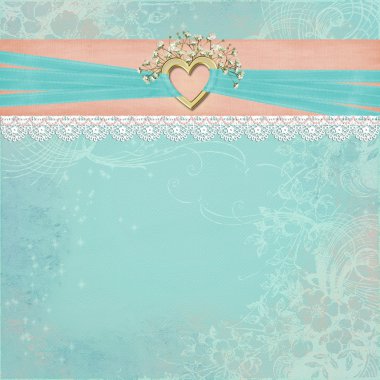 Gold heart with ribbon border clipart