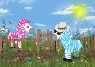 Colorful Zebras clipart