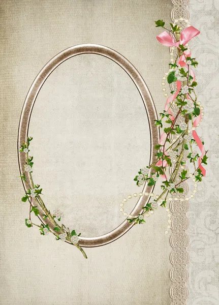 Vintage oval frame with bouquet — Stock Photo, Image