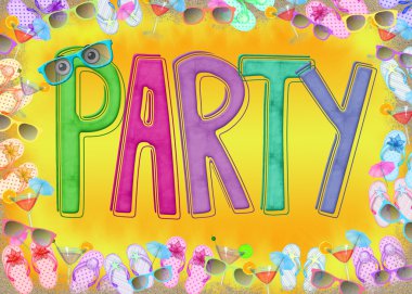 Beach party with flip-flops clipart