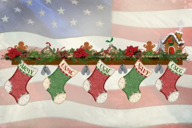 Patriotic Christmas Stockings clipart