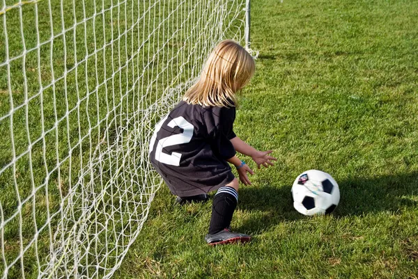 Little soccer goalie — Stock Photo, Image